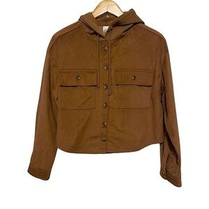 Juniors Corduroy Shirt Jacket shaket brown hoodie camel button down
